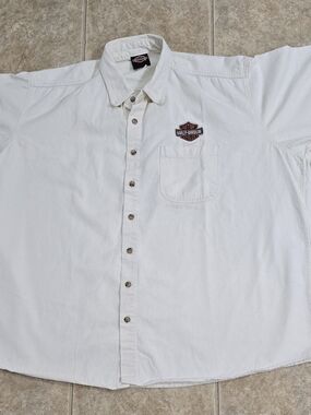 Harley-Davidson Men's White Button-Up Shirt